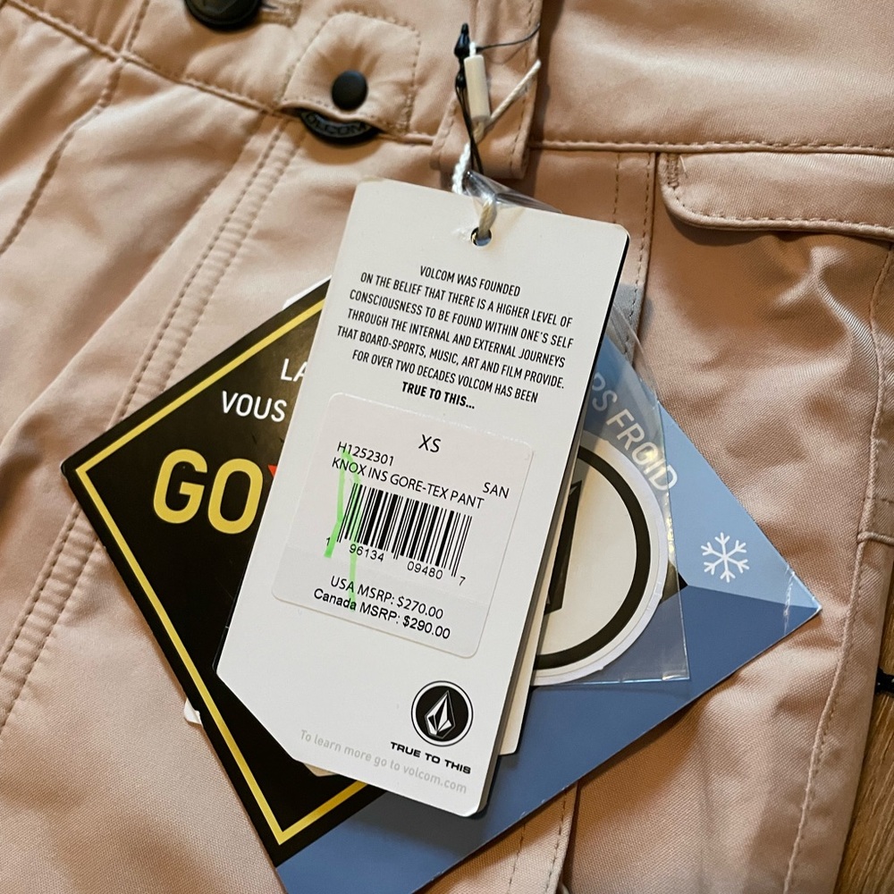 Volcom Knox insulated gore Tex snowboarding snow pants women’s tan size XS - Picture 3 of 4